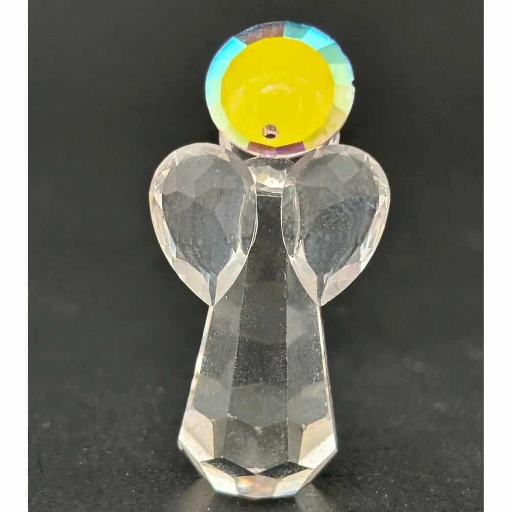 Faceted Crystal Angel Figurine Collectible Miniature Celestial Religious